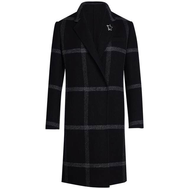 LANDI yarn-dyed plaid straight coat