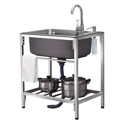 Sink and vegetable basin large single-slot kitchen stainless steel sink washing dishes and vegetables household 304 integrated wash basin