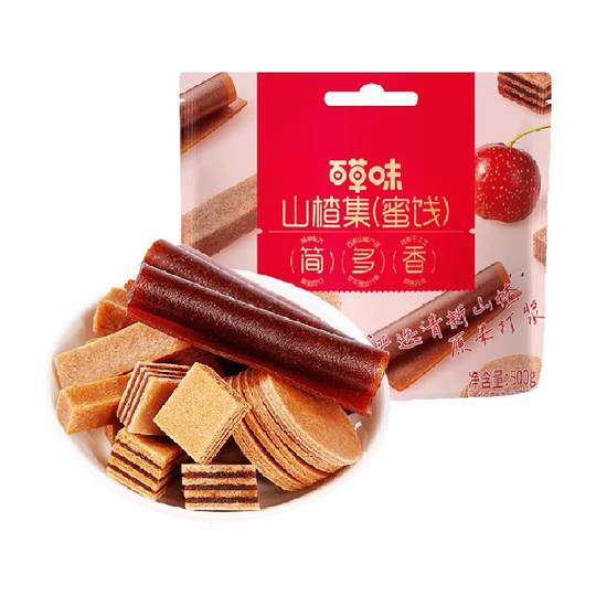 百草味山楂集500g山楂片果丹皮山楂条卷果干蜜饯休闲零食礼盒