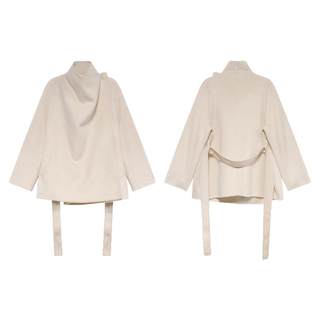 贰羊设计【蔓依】松弛感羊毛大翻领双面呢大衣女秋冬收腰开衫外套