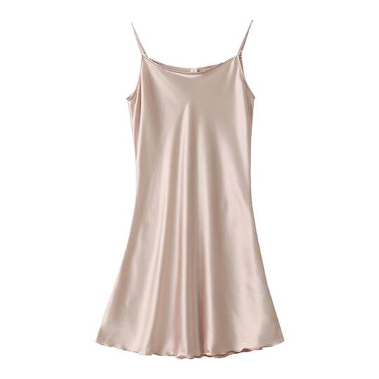 Summer thin ice silk suspender nightgown with chest pad