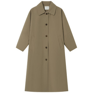 Halo Luu卡其色风衣外套女秋季韩系宽松高级感翻领廓形中长款大衣