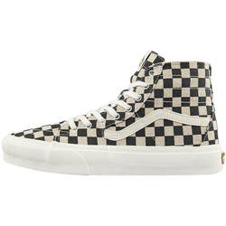 Vans official Sk8-Hi checkerboard ສີດໍາແລະສີຂາວ sneakers ເທິງສູງເປັນເກີບທີ່ດີສໍາລັບການເດີນທາງ