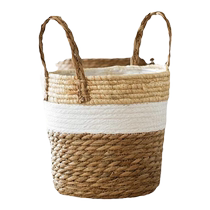 Muchen home woven rattan straw floor-standing flower pot set portable flower basket home decoration Nordic storage basket set pot