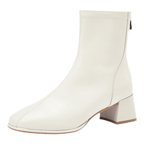 Daphne Original cuir courtes bottes femelles printemps automne 2023 new white 100 hitch Martin bottes slim bottes nu bottes de style français