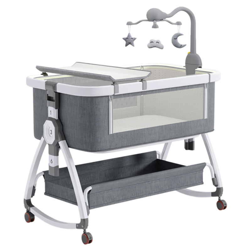 Crib movable splicing bed multifunctional foldable