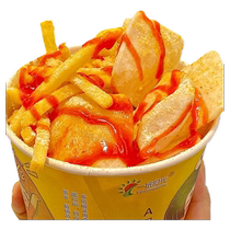 Zhejiang specialty Internet celebrity snack air rice cake chicken tenders French fries barbecue ingredients semi-finished commercial crispy rice cake slices