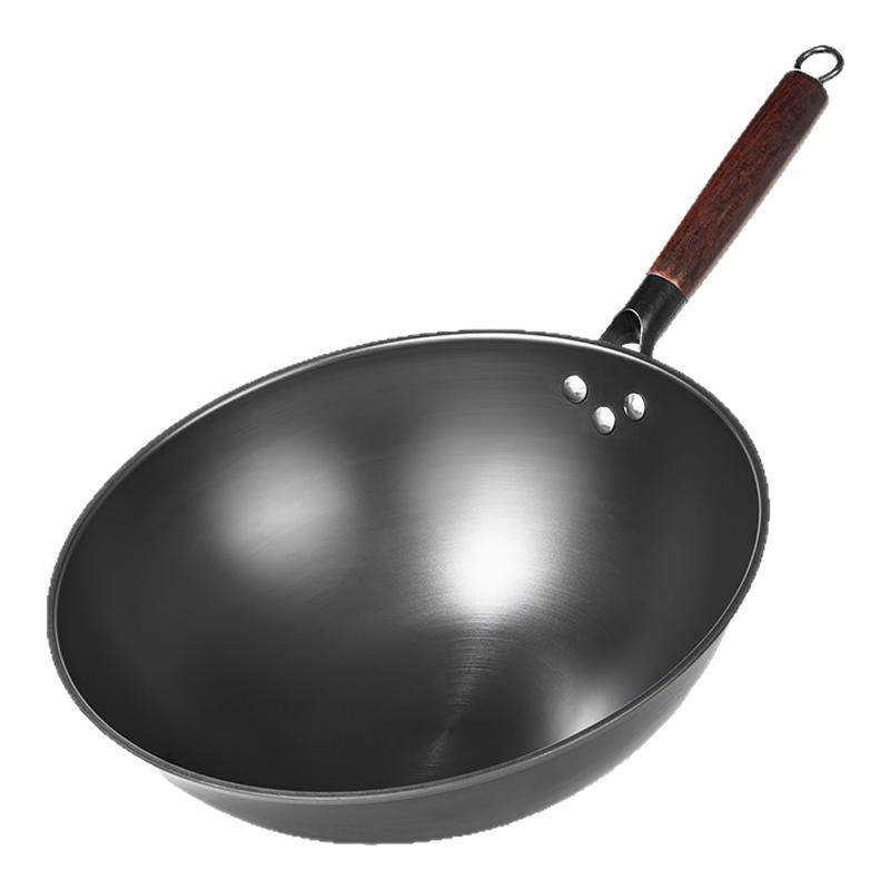 Fine blacksmith old-fashioned wok for household use uncoated, not easy to stick, not easy to rust, fine iron pot, hammered wrought iron for cooking