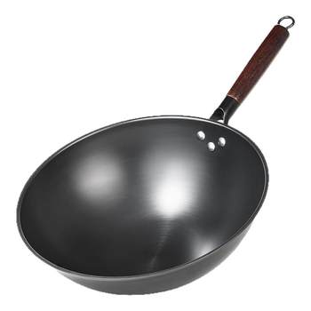 Fine blacksmith old-fashioned wok for household use uncoated, not easy to stick, not easy to rust, fine iron pot, hammered wrought iron for cooking
