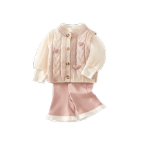 Girls Suit Autumn Clothing 2024 New Style Baby Vest Three-piece Set Childrens Pants Spring Autumn Childrens Clothes