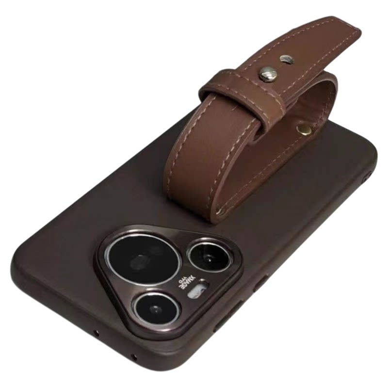 Leather wrist strap plain leather phone case