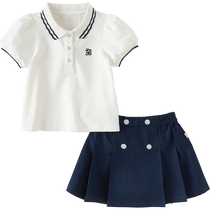 David Bella childrens skirt suit girls 2024 new college style pleated skirt two-piece set baby girl summer dress