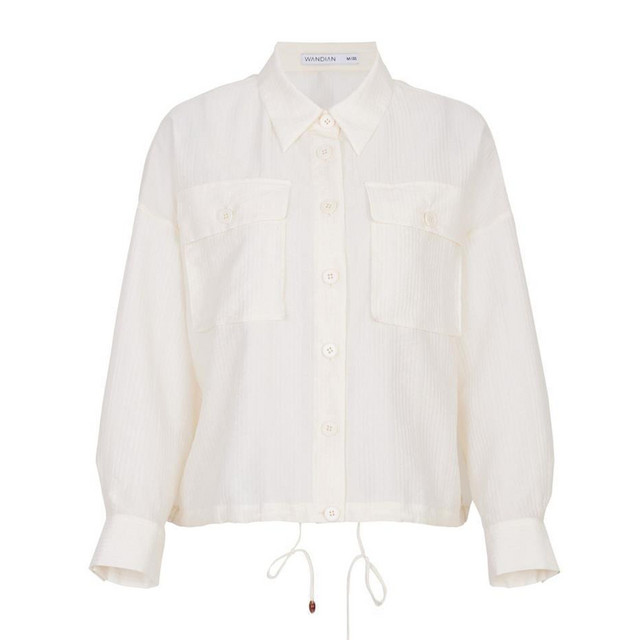 Wandian Summer Wear Coconut Milk White Jacket ບາງໆ 1242O08YT3