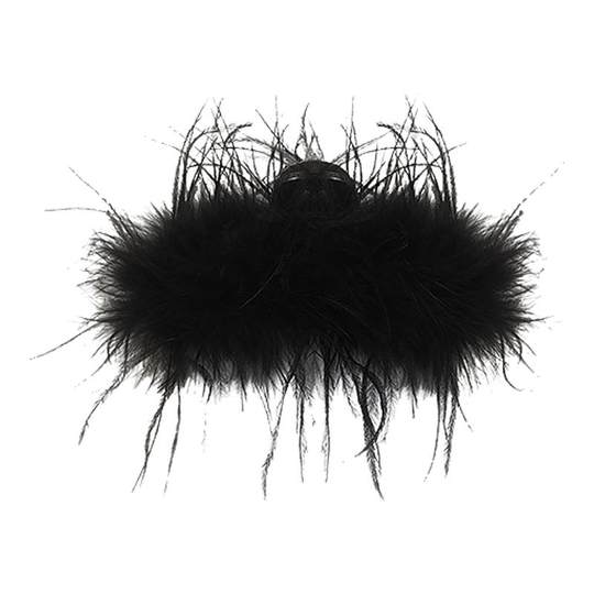 羽毛抓夹女后脑勺发夹高端夹子头饰高级感2025新款毛毛发卡鲨鱼夹