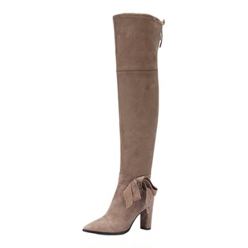 Genuine leather aee love butterfly high heel slimming over-the-knee boots