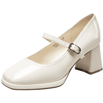 Yierkang thick high heels mary zhen women's shoes 2025 spring and autumn new retro leather shoes bride mother shoes single shoes women Yierkang thick high heels mary zhen women's shoes 2025 spring and autumn new retro leather shoes bride mother shoes single shoes women