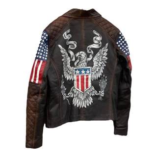 Genuine leather motorcycle hand-painted eagle leather jacket