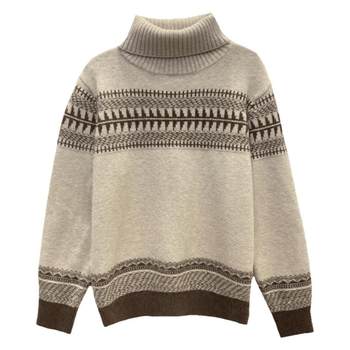 Gelaifei two-lapel retro loose contrast sweater