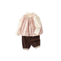 Girls Suits Autumn Clothes 2024 New Fashionable Baby Princess Tops and Pants Childrens Clothing Spring and Autumn Childrens Three-piece Set