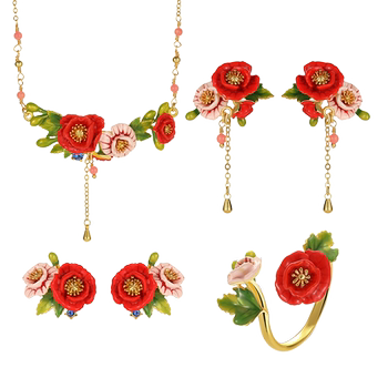 Juicygrape red poppy combination jewelry