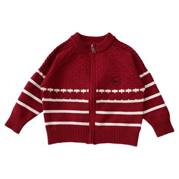 Soft red festive knitted cardigan for children in autumn and winter Soft red festive knitted cardigan for children in autumn and winter