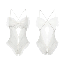 (Self-operated) Sexy lingerie female sexy small breasts temptation crotch opening uniform passion midnight charm no-take-off one-piece