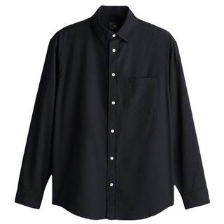 HM男装衬衫冬季通勤白衬衫翻领舒适长袖纽扣上衣1259272