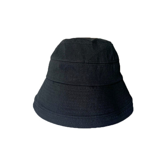 Plain black face-showing small japanese style bucket fisherman hat