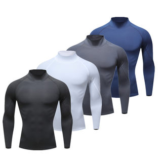 High collar quick-drying sports tights men's long-sleeved basketball running fitness training clothes breathable sweat-wicking high elastic base layer
