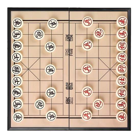 Chinesisches Schach, Grundschulkinder, magnetisches Schach mit Schachbrett, magnetischer Saugnapf, tragbare Massivholz-Klapp-Schachfiguren aus magnetischer Eiche