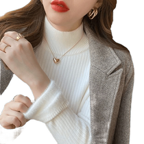 Womens autumn and winter new plush sweater with mink velvet inner layer slim fit half turtleneck thickened all-in-one velvet bottoming shirt