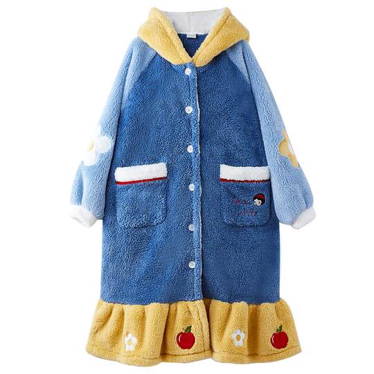 Snow White coral velvet nightgown winter home wear