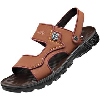 凉鞋男皮革夏季软底防滑沙滩鞋两用外穿耐磨透气凉拖鞋中年爸爸鞋