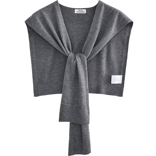 春夏格蕾系灰色针织披肩外搭女2025新款高级感小坎肩围巾配裙子