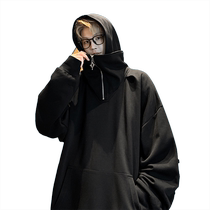 Black hooded long-sleeved sweatshirt for men 2024 spring and autumn new loose large size simple trendy youth jacket