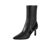 (Self-operated) Ferragamo Womens Bow Pointed High Heel Boots Short Boots Leather Boots 0763403