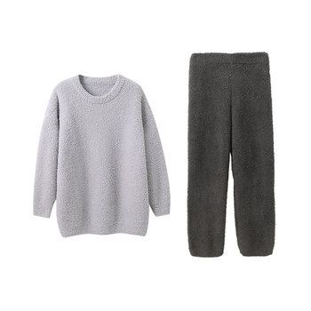 Anzhiban super soft half velvet couple's pajamas autumn and winter thickened winter men's and women's coral velvet home clothing