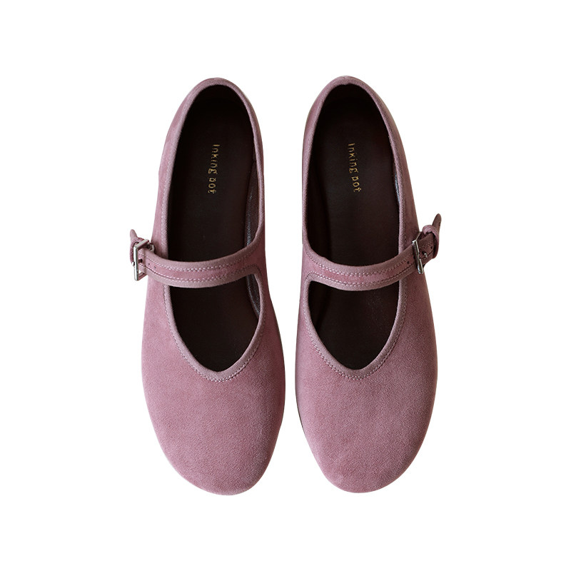 Sister Peng French retro Mary Jane shoes sheepskin granny shoes