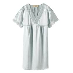 American Standard silk nightgown for women spring and summer 6A grade mulberry silk pajamas that can be worn outside lace sexy cool silk home clothes