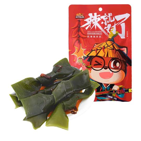 Three Squirrels Kelp Knot 100gx3 Beutel würzig, verzehrfertig