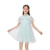 Balabala girls dress childrens skirt summer dress baby casual princess dress retro Chinese style Hanfu