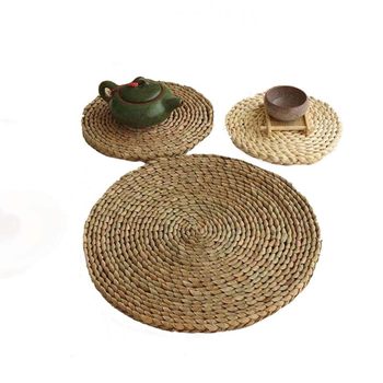 Straw woven japanese anti-scalding round handmade casserole heat insulation pad