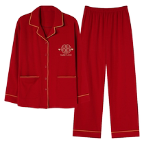 Zodiac year red couple pajamas wedding newlywed suit men and women spring autumn winter 2024 new home service suit