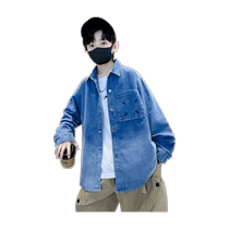 Yibeitong Childrens Clothing Boys Autumn Shirts 2024 New Spring and Autumn Style Medium and Large Childrens Autumn Boys Shirts Denim
