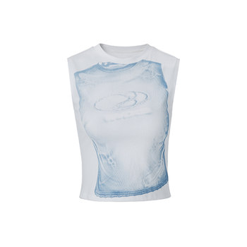 Imxs lingling ແບບດຽວກັນພິມອອກ vest sleeveless niche ການອອກແບບ hot girl slim ດ້ານເທິງ