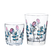 (Self-operated) Japanese aderia glass water cup milk juice cup rose print glass imported large size