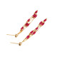 Ruohua Jewelry Liunian Pigeon Blood Ruby Earrings Women's 18K Gold Tassel Earrings Earrings Colorful Earrings Gift