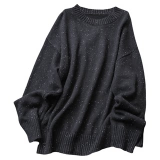 慵懒随性纯色圆领宽松长袖套头毛衣2025秋冬新款外穿女针织衫B687