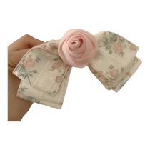 Floral print~summer camellia bow hairpin instantly transforms into a Korean sweet girl so girly