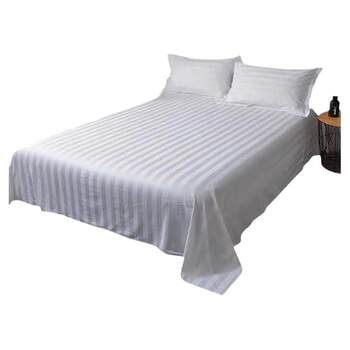 Hotel bed sheets single piece hotel white satin striped double sheets hotel b&b linen beauty salon bedding